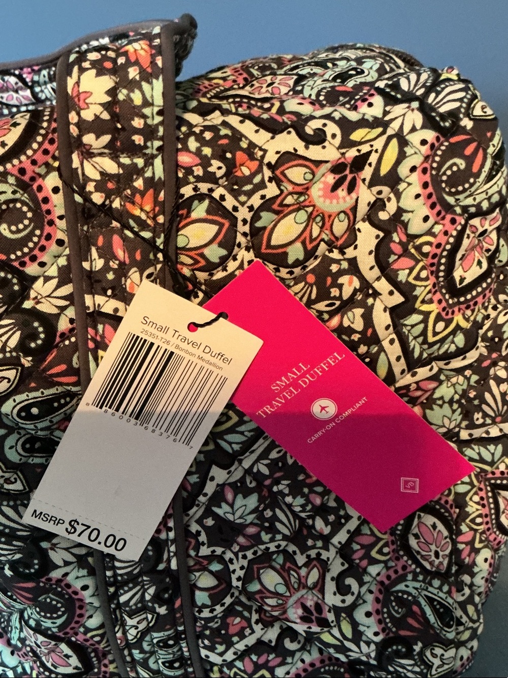 Vera Bradley Paisley Quilted Travel Bag in Pink, Brown & Cream - Picture 5 of 5